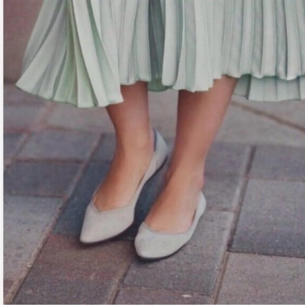 Rothy’s The Point Birdseye Light Grey “Retired“ Flats 8.5 Comfort